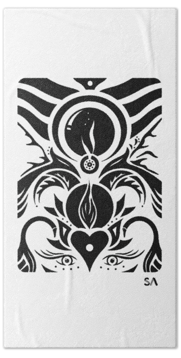 Black And White Hand Towel featuring the digital art Aries by Silvio Ary Cavalcante