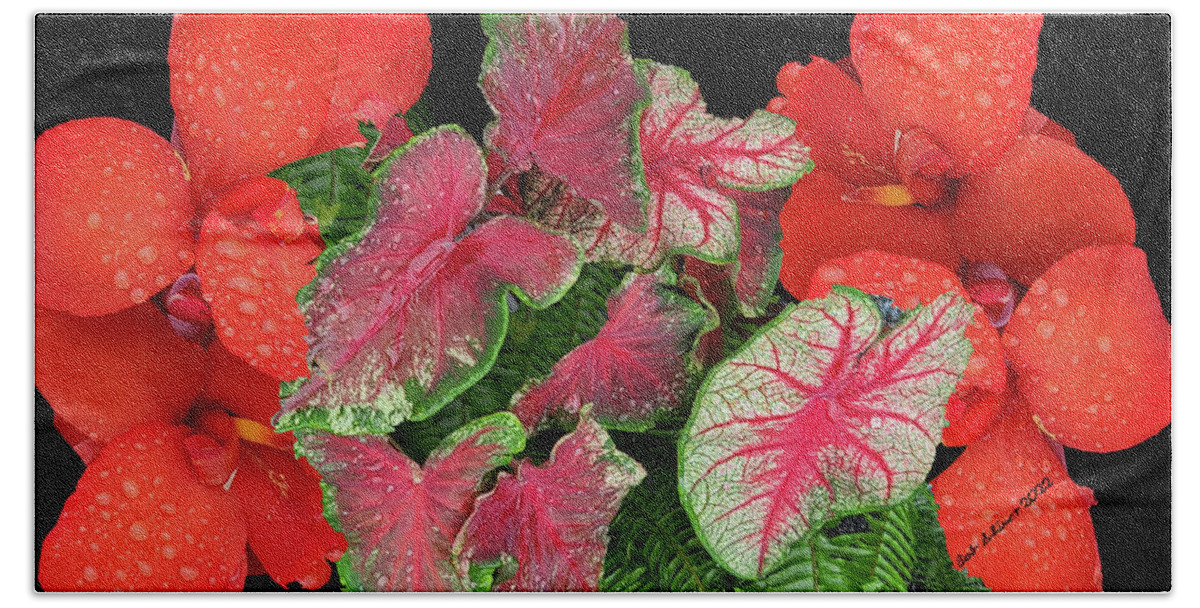 Plants Flowers Rail Hand Towel featuring the digital art Art-1156 by Bob Shimer