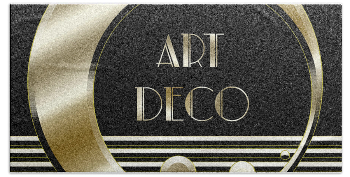 Artdeco Logo Gold Bath Towel featuring the digital art Art Deco Logo - Black and Gold by Chuck Staley