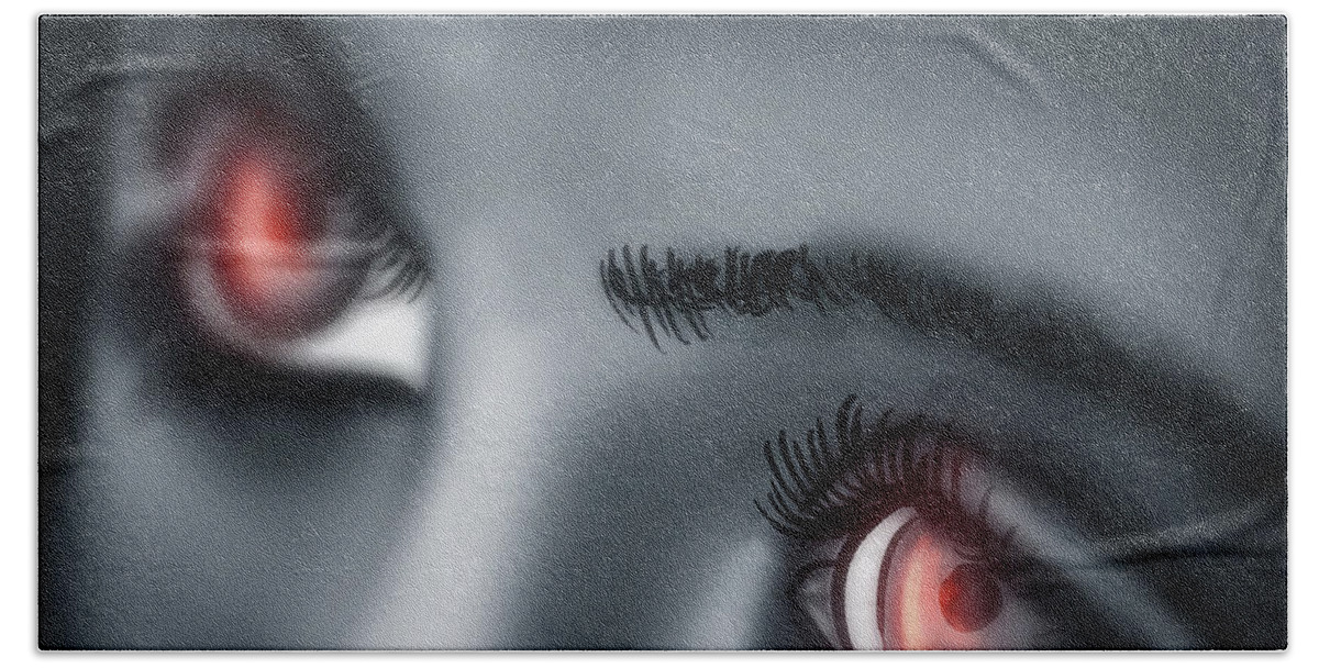 Eyes Bath Towel featuring the digital art Art - Eyes of Delusion by Matthias Zegveld
