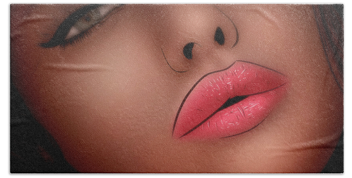 Kiss Bath Towel featuring the digital art Art - Fruitful Lips by Matthias Zegveld