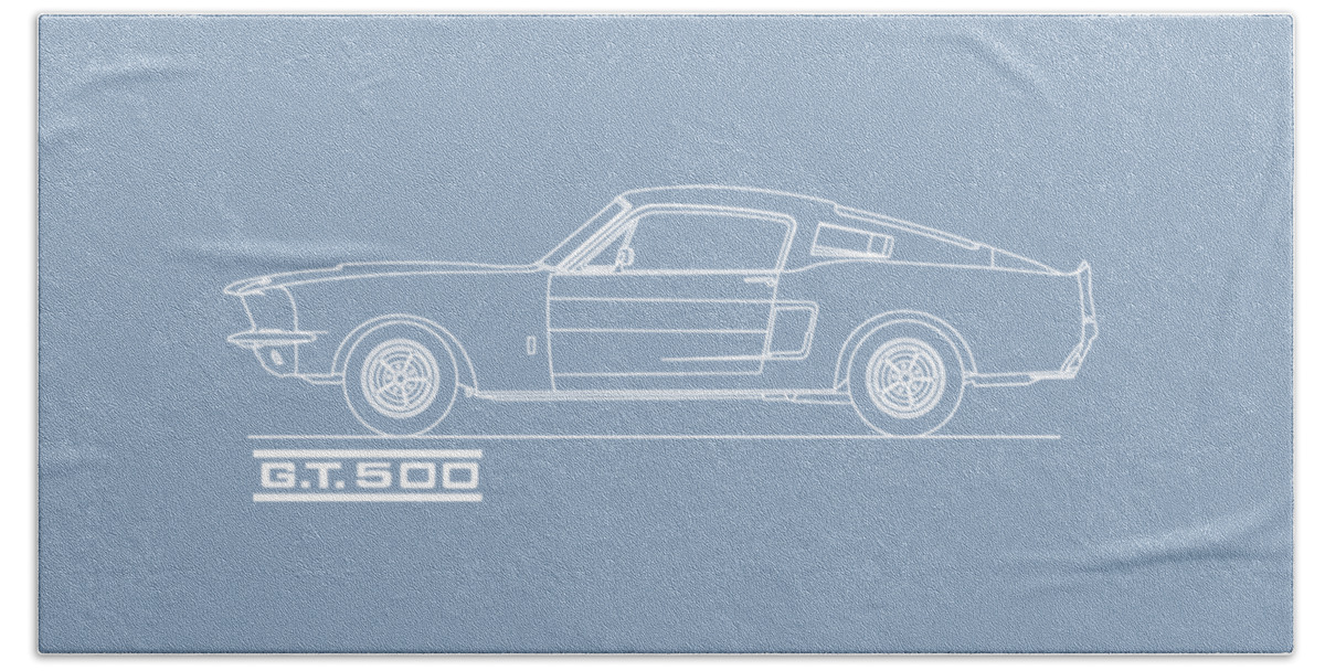 Ford Mustang Hand Towel featuring the photograph Shelby Mustang GT500 Blueprint by Mark Rogan