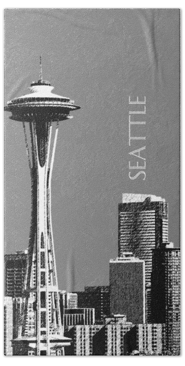 Architecture Bath Towel featuring the digital art Seattle Skyline Space Needle - Pewter by DB Artist