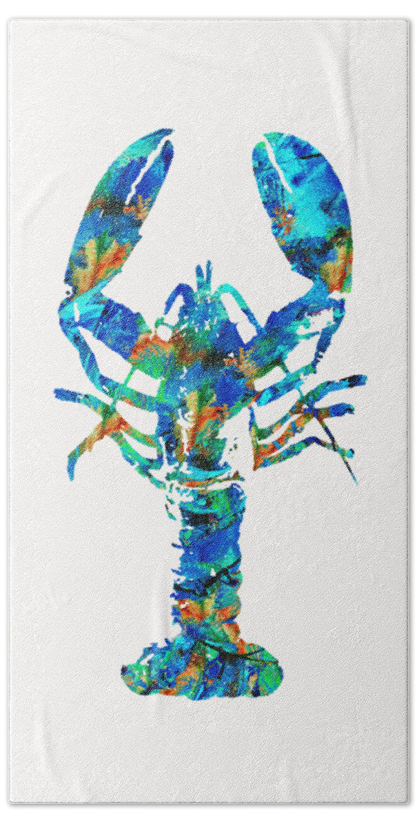 Lobster Bath Towel featuring the painting Blue Lobster Art by Sharon Cummings by Sharon Cummings