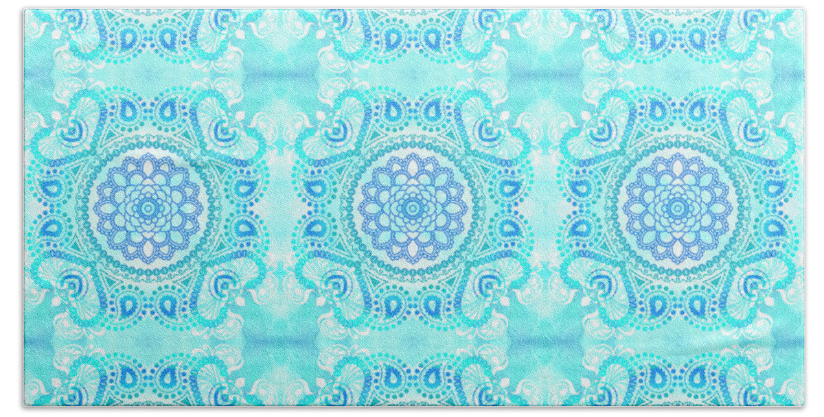Blue Hand Towel featuring the painting Blue Lotus Mandala by Tammy Wetzel