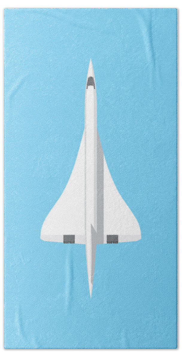 Concorde Bath Towel featuring the digital art Concorde jet airliner - Sky by Organic Synthesis