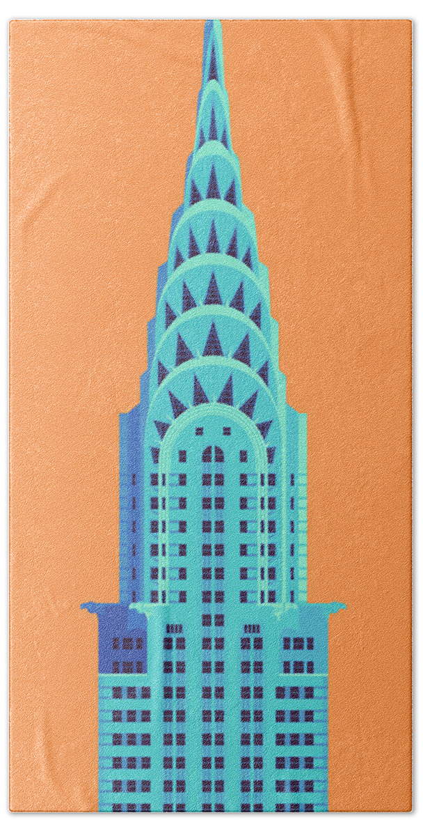 Architecture Hand Towel featuring the digital art Chrysler Building - Orange by Organic Synthesis