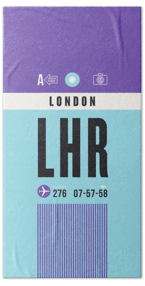 Airline Bath Sheet featuring the digital art Luggage Tag A - LHR London England UK by Organic Synthesis