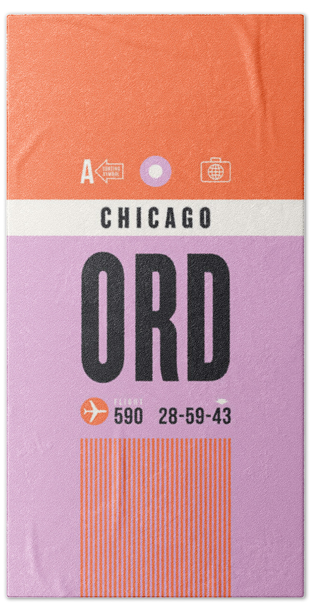 Airline Hand Towel featuring the digital art Luggage Tag A - ORD Chicago USA by Organic Synthesis