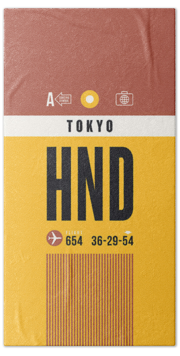 Airline Hand Towel featuring the digital art Luggage Tag A - HND Tokyo Japan by Organic Synthesis