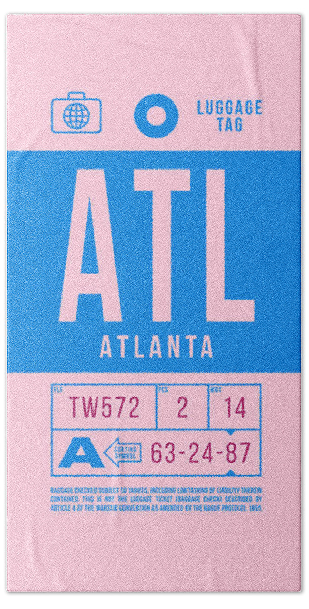 Airline Hand Towel featuring the digital art Luggage Tag B - ATL Atlanta USA by Organic Synthesis