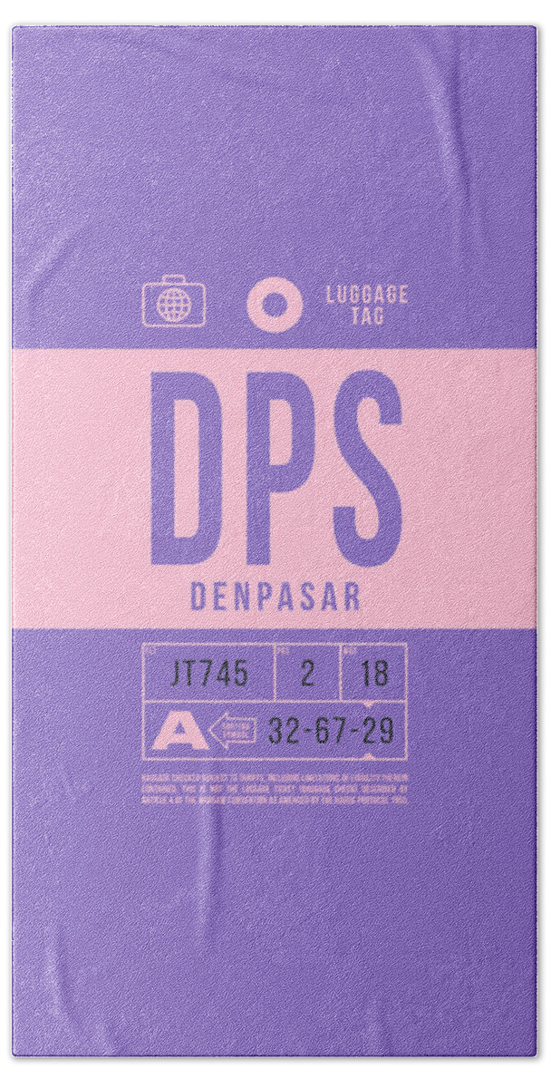 Airline Hand Towel featuring the digital art Luggage Tag B - DPS Denpasar Bali Indonesia by Organic Synthesis