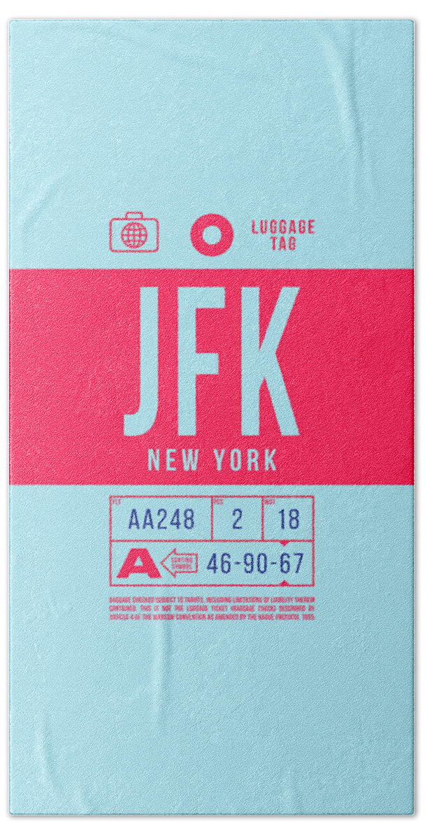 Airline Bath Sheet featuring the digital art Luggage Tag B - JFK New York USA by Organic Synthesis