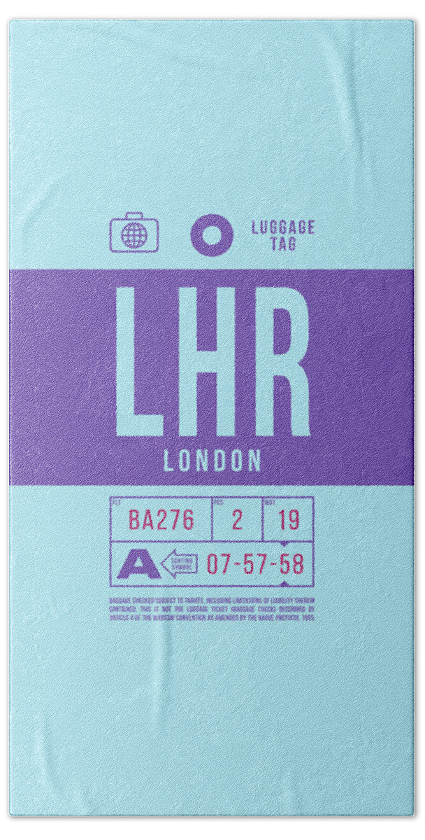 Airline Hand Towel featuring the digital art Luggage Tag B - LHR London England UK by Organic Synthesis