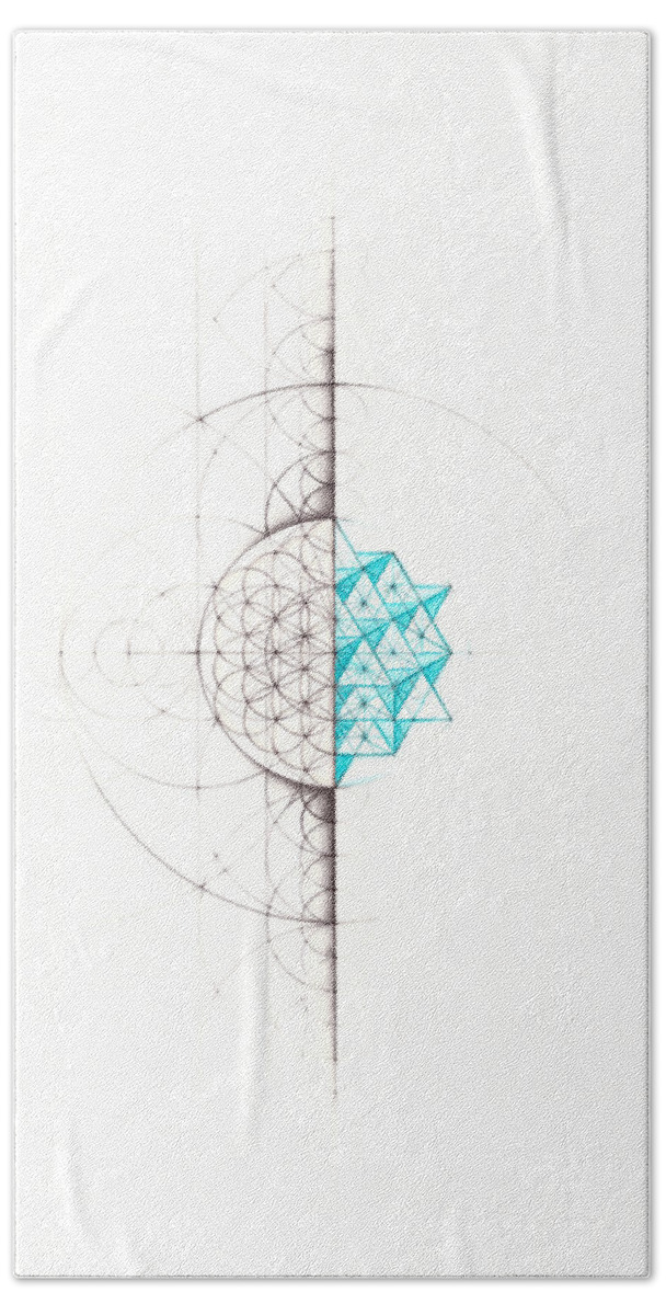 Geometry Hand Towel featuring the drawing Intuitive Geometry 64 Tetrahedron Matrix by Nathalie Strassburg
