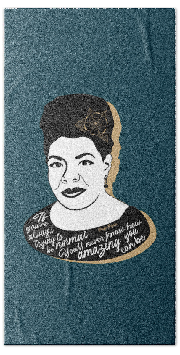Maya Angelou Hand Towel featuring the digital art Maya Angelou Graphic Quote II - Teal by Ink Well