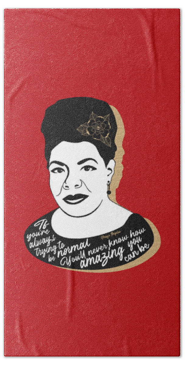 Maya Angelou Hand Towel featuring the digital art Maya Angelou Graphic Quote II - Red by Ink Well