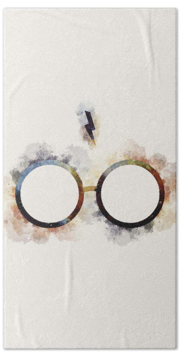 Harry Potter Hand Towel featuring the painting Harry Potter Glasses Watercolor by Ink Well