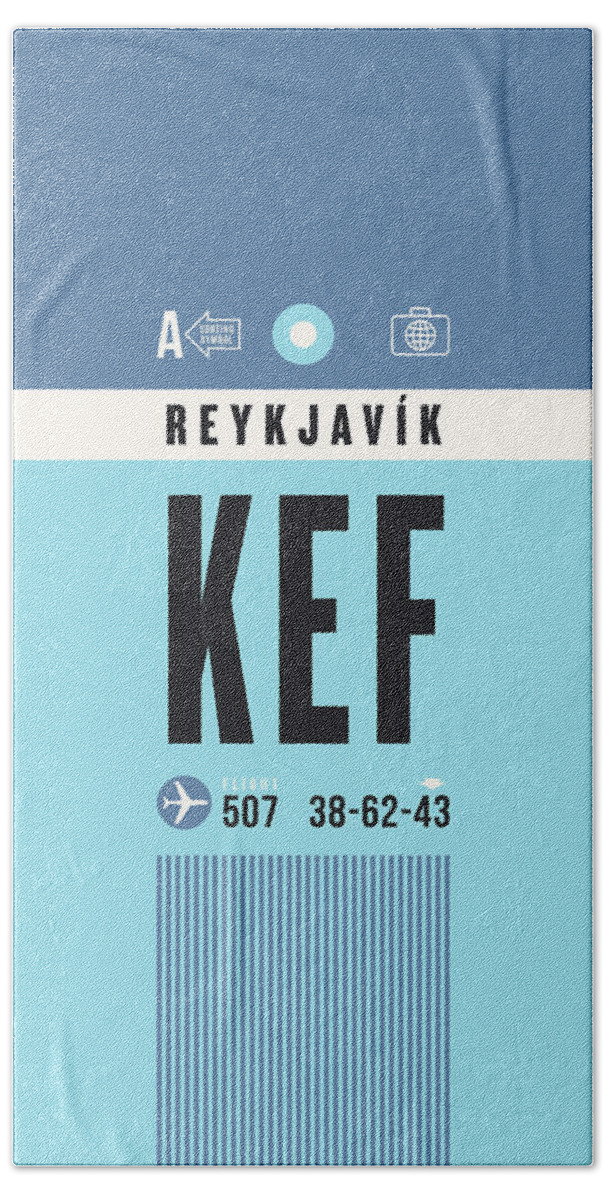 Airline Hand Towel featuring the digital art Luggage Tag A - KEF Reykjavik Iceland by Organic Synthesis