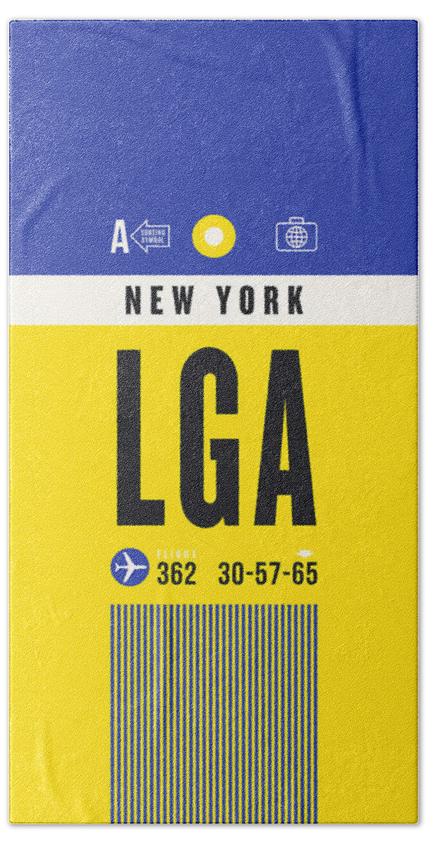 Airline Bath Sheet featuring the digital art Luggage Tag A - LGA New York USA by Organic Synthesis