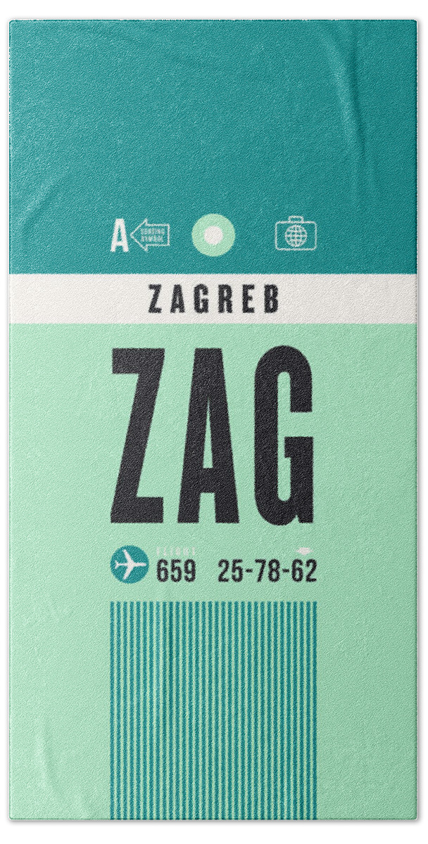 Airline Hand Towel featuring the digital art Luggage Tag A - ZAG Zagreb Croatia by Organic Synthesis