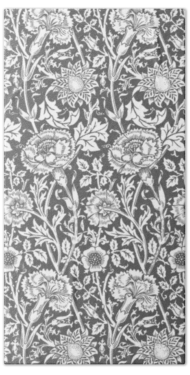 William Morris Bath Towel featuring the digital art William Morris Floral Pattern by Eclectic at Heart