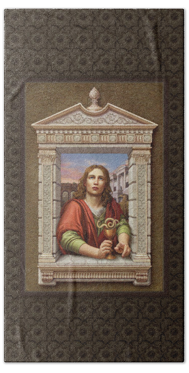 Christian Art Hand Towel featuring the painting St. John Evangelist 2 by Kurt Wenner