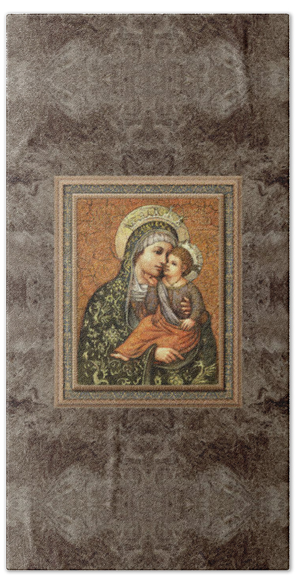 Christian Art Hand Towel featuring the painting Grazie Madonna by Kurt Wenner