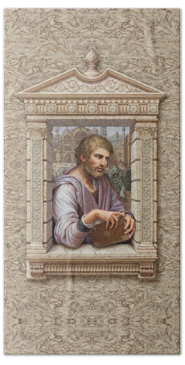 St. Mark Bath Towel featuring the painting St. Mark by Kurt Wenner