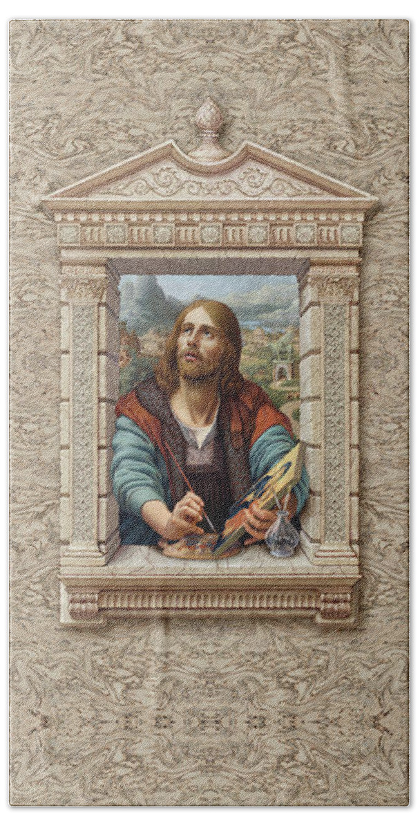 Christian Art Bath Towel featuring the painting St. Luke by Kurt Wenner