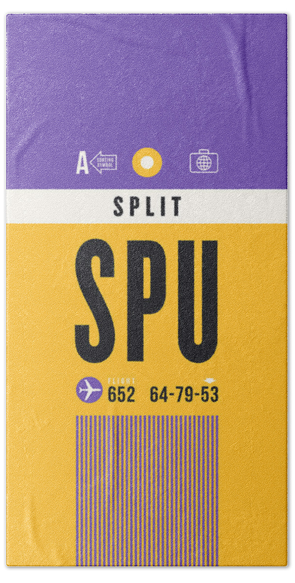 Airline Hand Towel featuring the digital art Luggage Tag A - SPU Split Croatia by Organic Synthesis