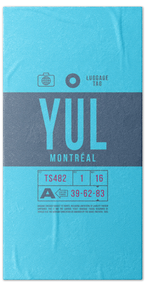 Airline Hand Towel featuring the digital art Luggage Tag B - YUL Montreal Canada by Organic Synthesis