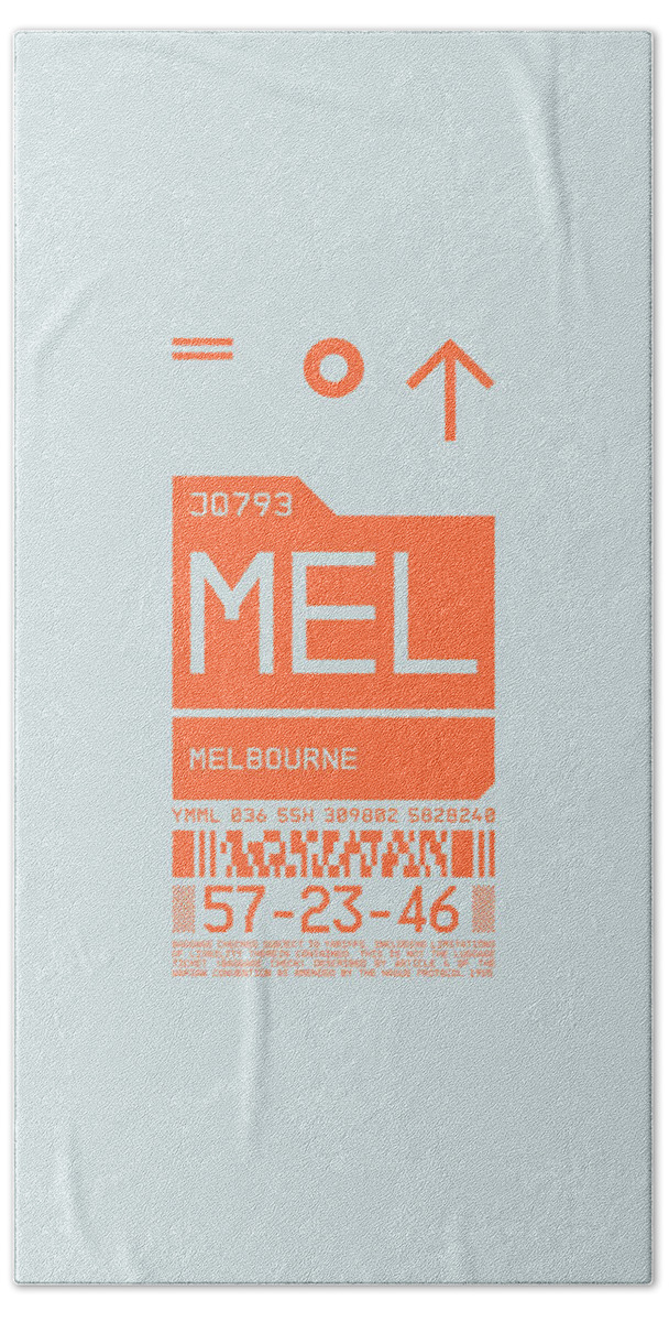 Airline Hand Towel featuring the digital art Luggage Tag C - MEL Melbourne Australia by Organic Synthesis