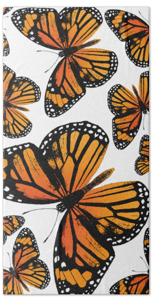 Monarch Butterflies Bath Towel featuring the digital art Monarch Butterflies by Eclectic at Heart