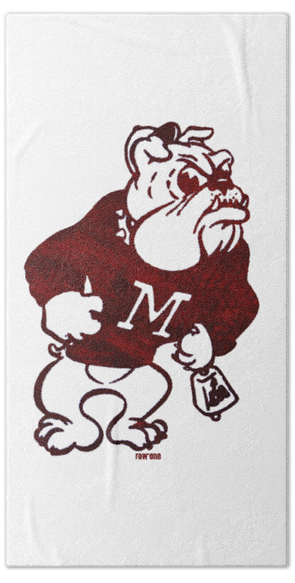 Mississippi Hand Towel featuring the mixed media 1973 Mississippi State Bulldog by Row One Brand