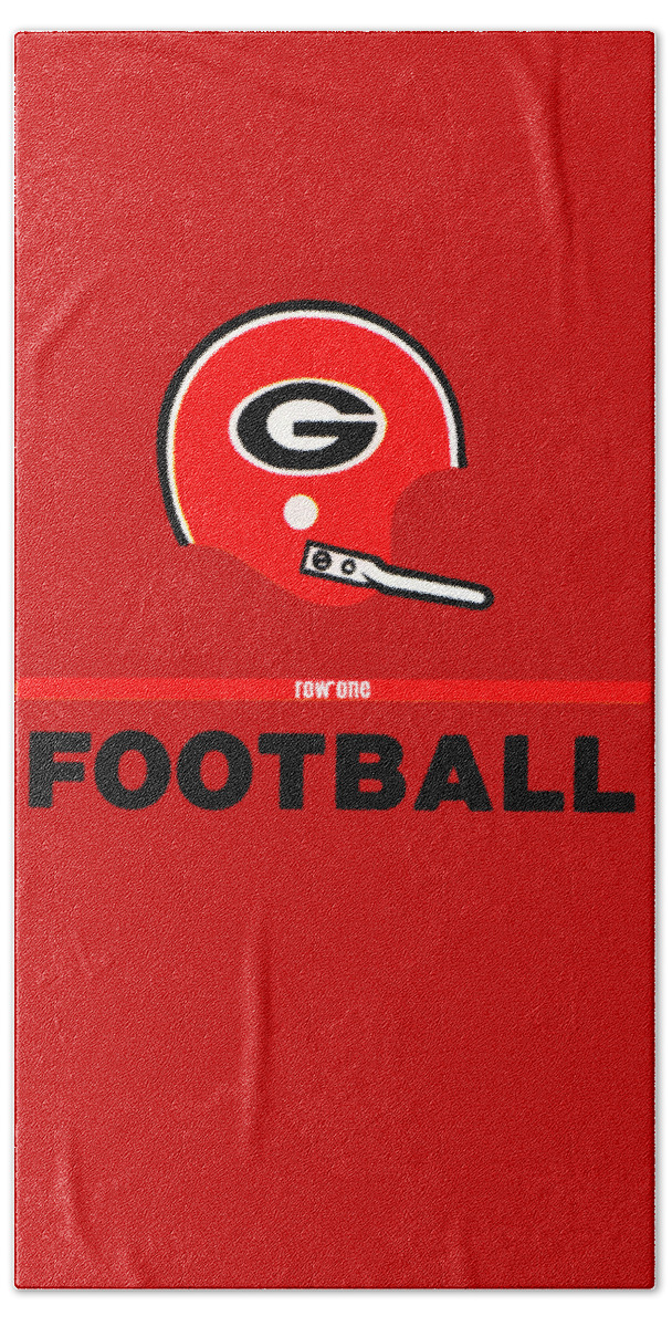 Georgia Bath Towel featuring the mixed media 1982 Georgia Bulldogs Football Helmet by Row One Brand