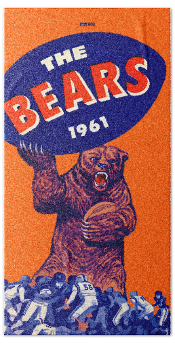 Chicago Hand Towel featuring the mixed media 1961 Chicago Bears by Row One Brand