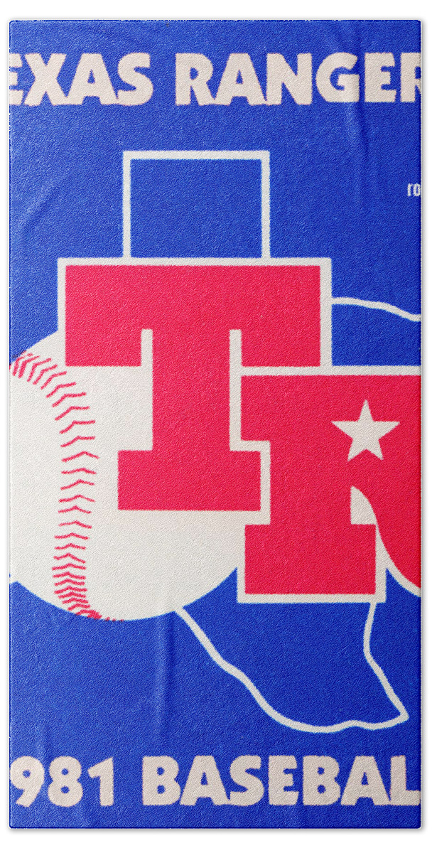 Texas Hand Towel featuring the mixed media 1981 Texas Rangers Baseball Art by Row One Brand