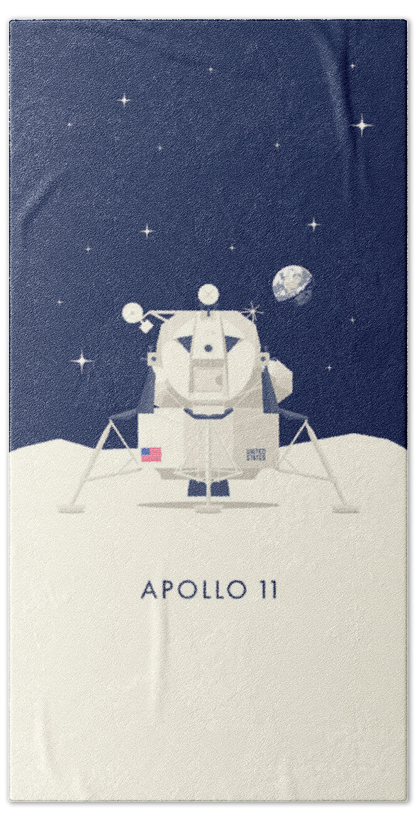Apollo 11 Hand Towel featuring the digital art Apollo 11 Space - Lunar Lander Module by Organic Synthesis