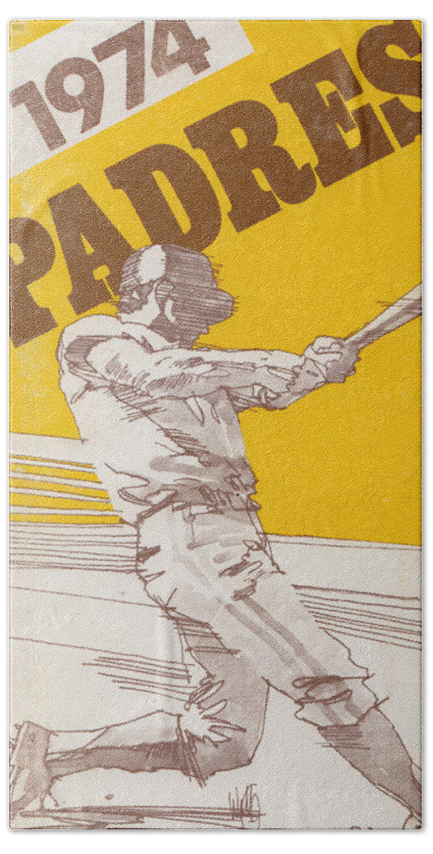 San Diego Bath Towel featuring the mixed media 1974 San Diego Padres Art by Row One Brand