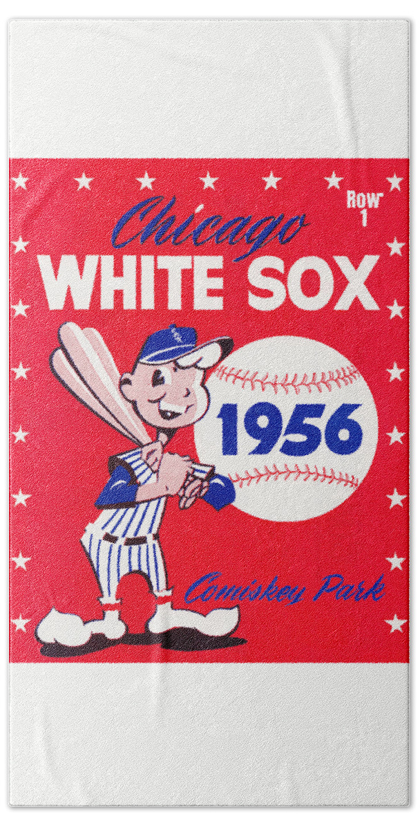 1956 Hand Towel featuring the mixed media 1956 Chicago White Sox Poster by Row One Brand
