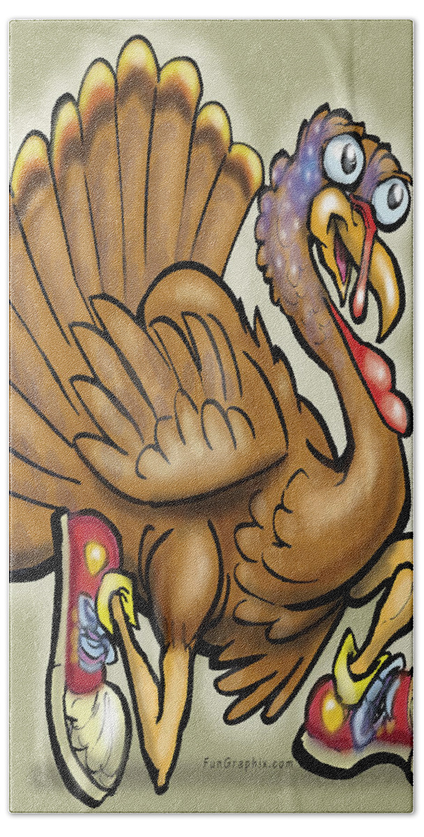 Thanksgiving Bath Towel featuring the digital art Turkey by Kevin Middleton