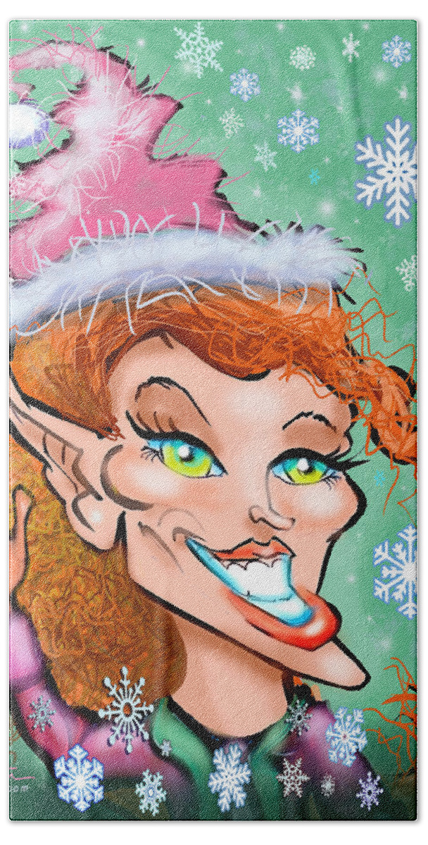 Christmas Bath Towel featuring the digital art Christmas Elf by Kevin Middleton