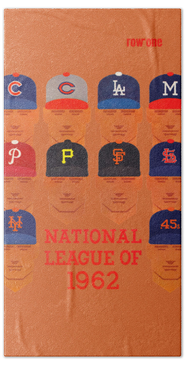 Chicago Bath Towel featuring the mixed media 1962 Chicago Cubs Program by Row One Brand