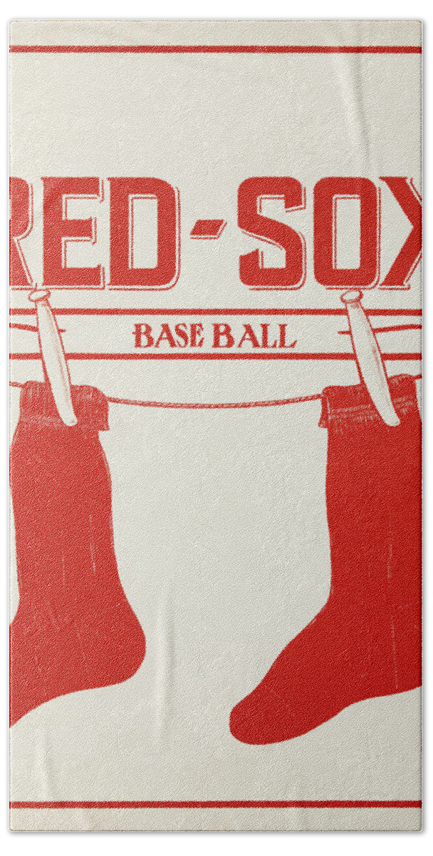 Boston Hand Towel featuring the mixed media 1915 Red Sox Baseball Art by Row One Brand