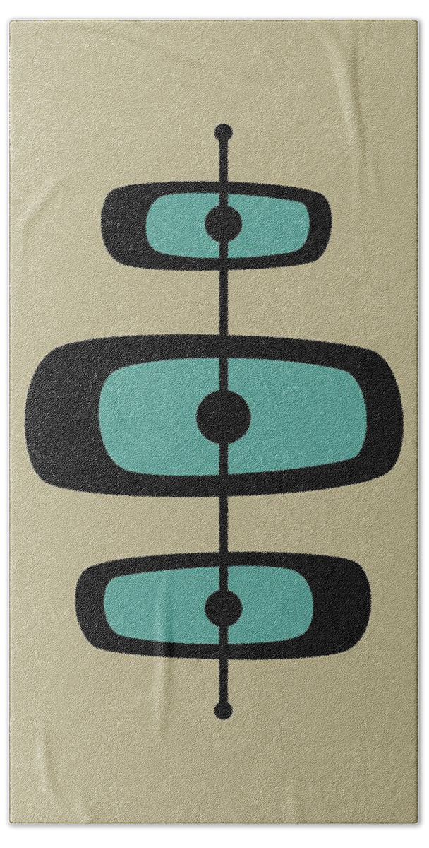 Mid Century Modern Bath Towel featuring the digital art Two Toned Mid Century Oblongs in Teal by Donna Mibus