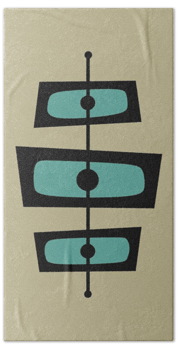 Mid Century Modern Bath Towel featuring the digital art Two Toned Mid Century Rectangles in Teal by Donna Mibus