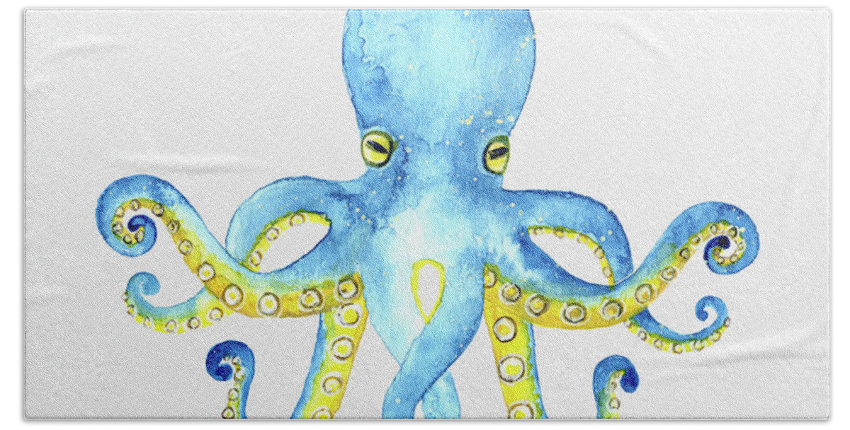 Octopus Bath Towel featuring the painting Octopus by Michele Fritz