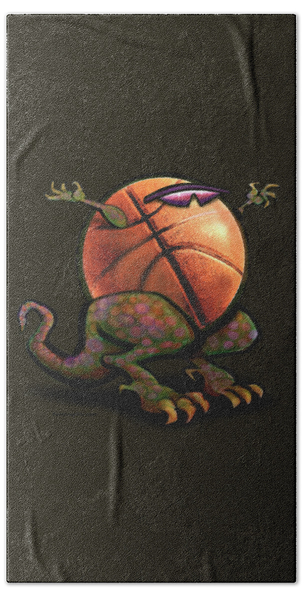 Basketball Hand Towel featuring the digital art Basketball Saurus Rex by Kevin Middleton