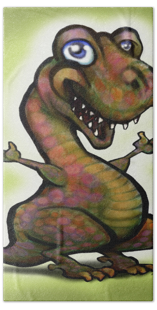 Baby Hand Towel featuring the painting Babysaurus Rex by Kevin Middleton